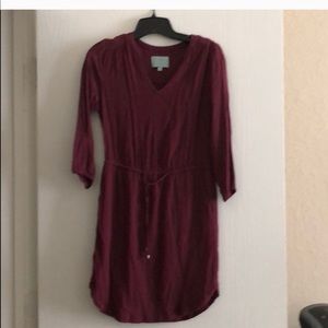 Skies Are Blue Burgundy V-Neck Midi Dress